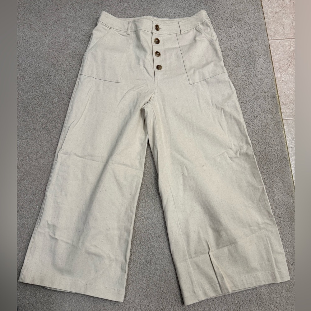Wide-Legged Pants with Button Accent